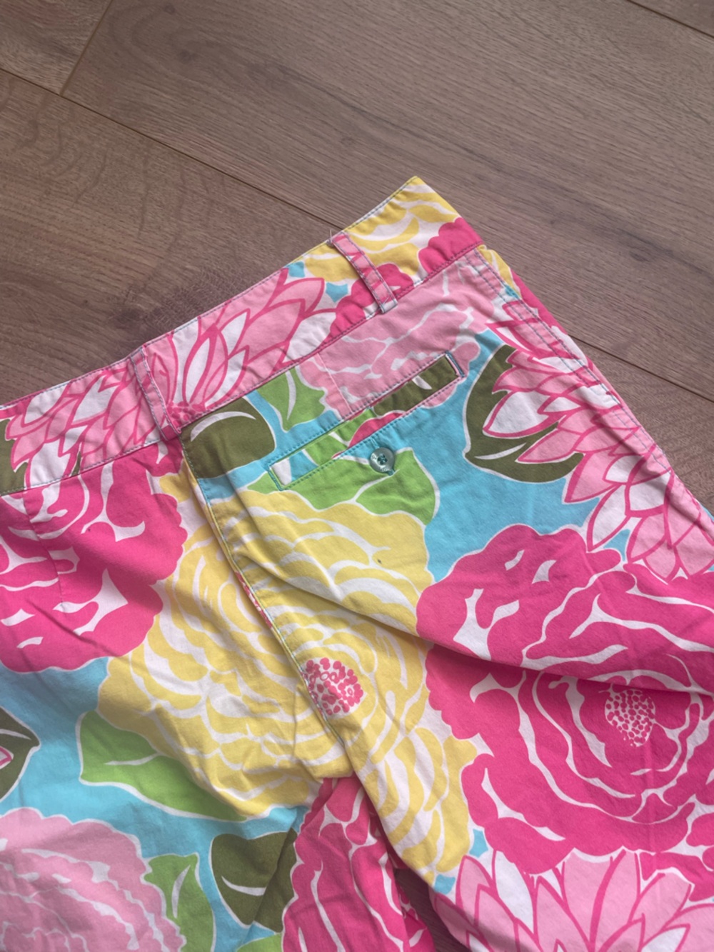 Lilly Pulitzer Floral Cotton Pants - Pink, Yellow & Blue - Picture 4 of 5